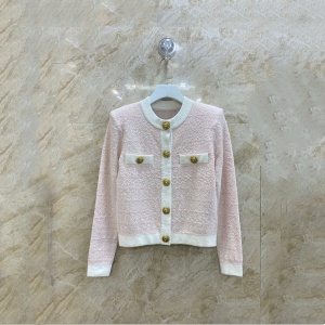 balmain checkered tweed cropped cardigan